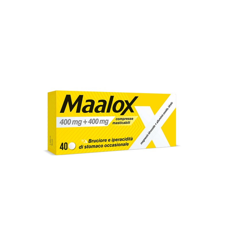 Maalox 400 mg + 400 mg - 40 Compresse Masticabili Contro Bruciore E Iperacidità Di Stomaco Occasionale