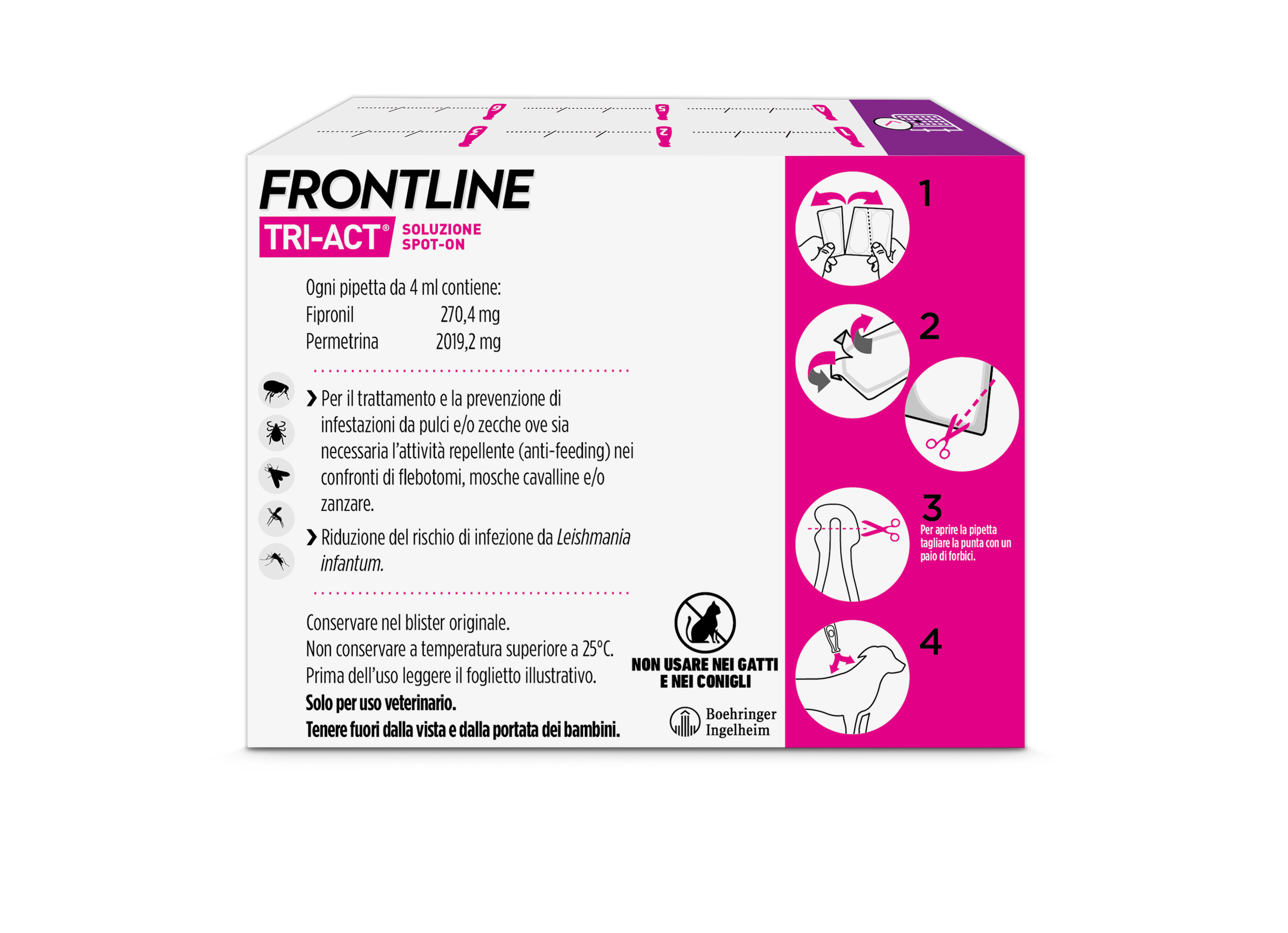Frontline Tri Act x6 Pipette, Antiparassitario Per Cani e Cuccioli (Taglia L 20-40Kg) Contro Pulci, Zecche, Zanzare, Pappataci e Leishmaniosi