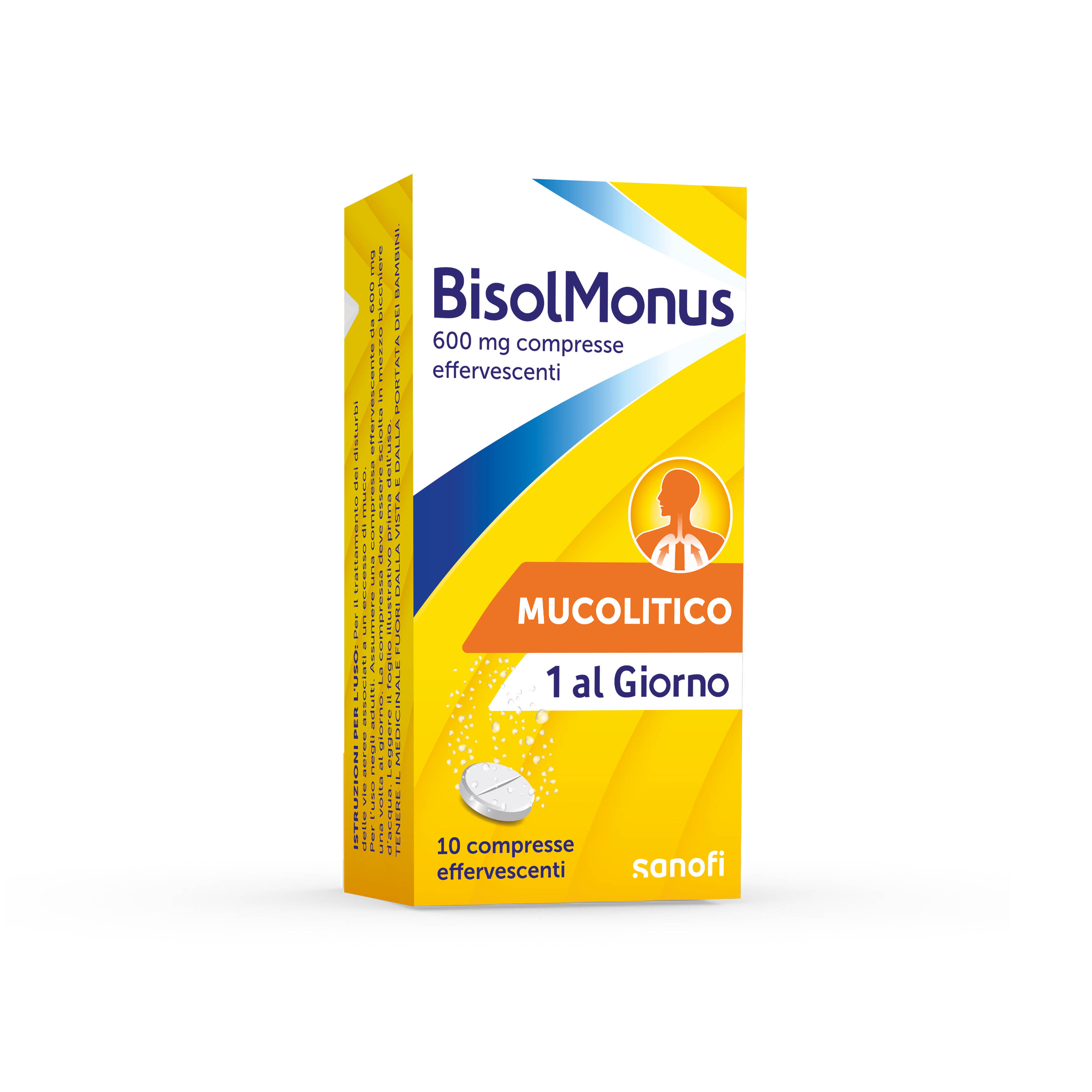 Bisolmonus 600 mg Mucolitico - 10 Compresse Effervescenti Per Catarro E Tosse Grassa