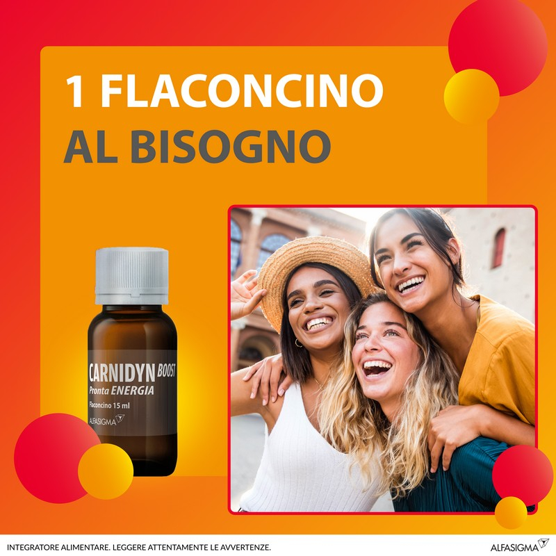 Carnidyn Boost - integratore tonico a base di Carnitina e Alpinia Galanga per extra energia - utile in caso di stanchezza, spossatezza 10 FLACONCINI