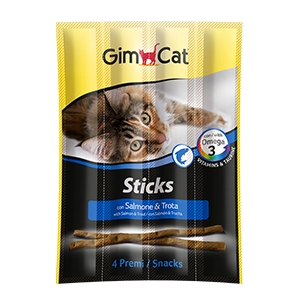GIMBORN GIMCAT GATTO SNACK STICKS SALMONE MERLUZZO 4PZ 20GR
