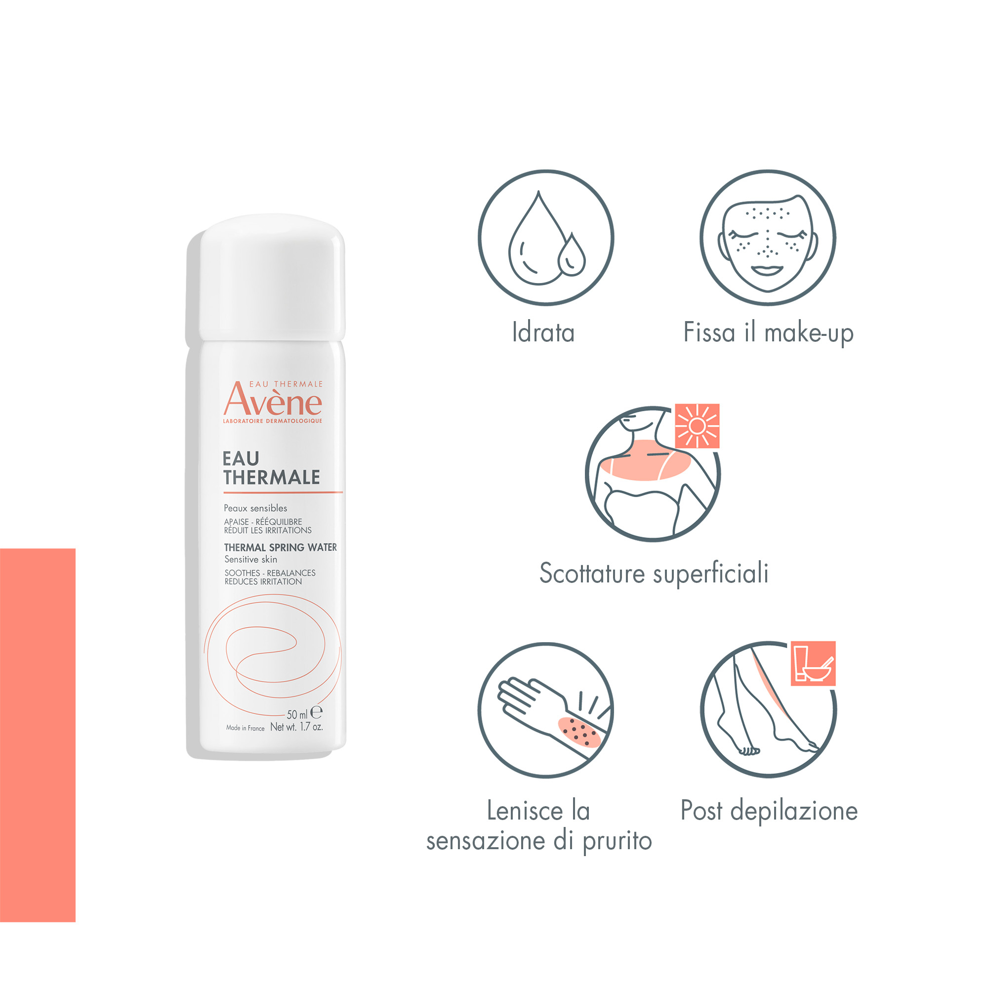 Eau thermale Avène Acqua termale spray, lenitiva, pelle sensibile, allergica e irritabile, 50ml 
