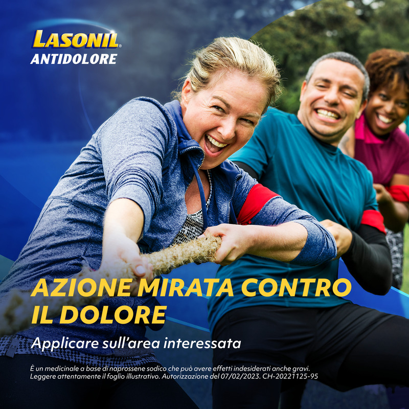 Lasonil Antidolore Gel antidolorifico e antinfiammatorio per il trattamento di Mal di Schiena, Dolori Muscolari e Articolari, Tubo da 50gr