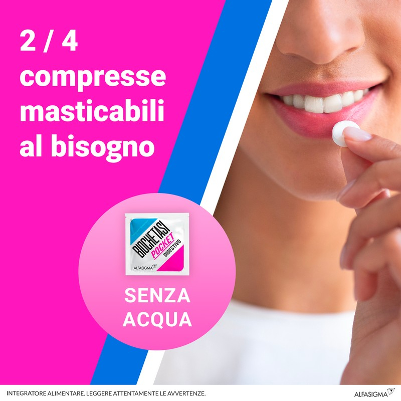 Biochetasi Pocket Integratore Digestivo, ideale in caso di acidità  e bruciore di stomaco - 18 Compresse Masticabili