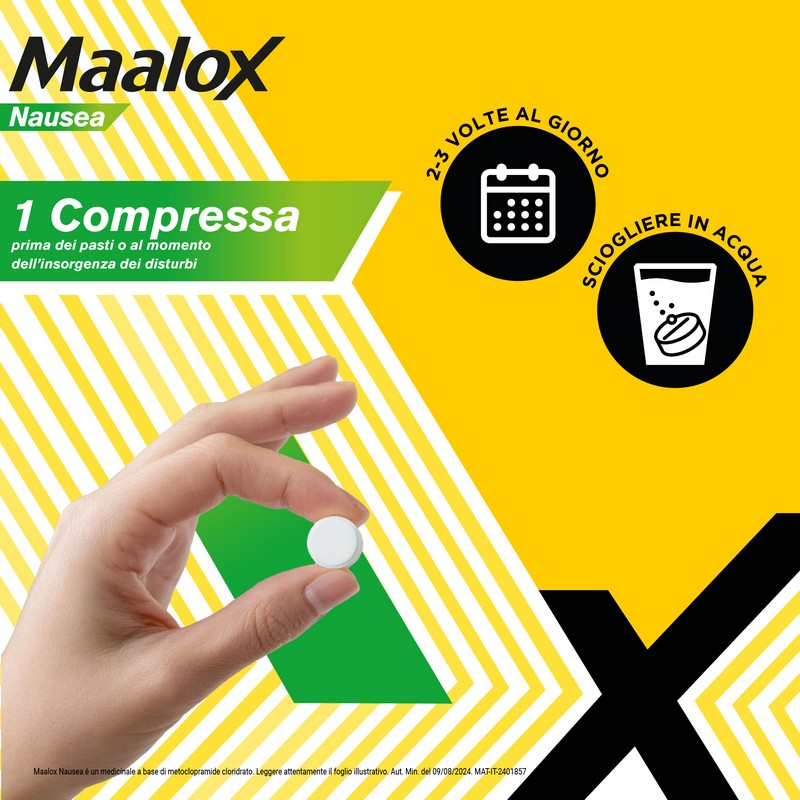 Maalox Nausea 5 mg Metoclopramide Cloridrato - 20 Compresse Effervescenti Per Il Trattamento Della NauseaM