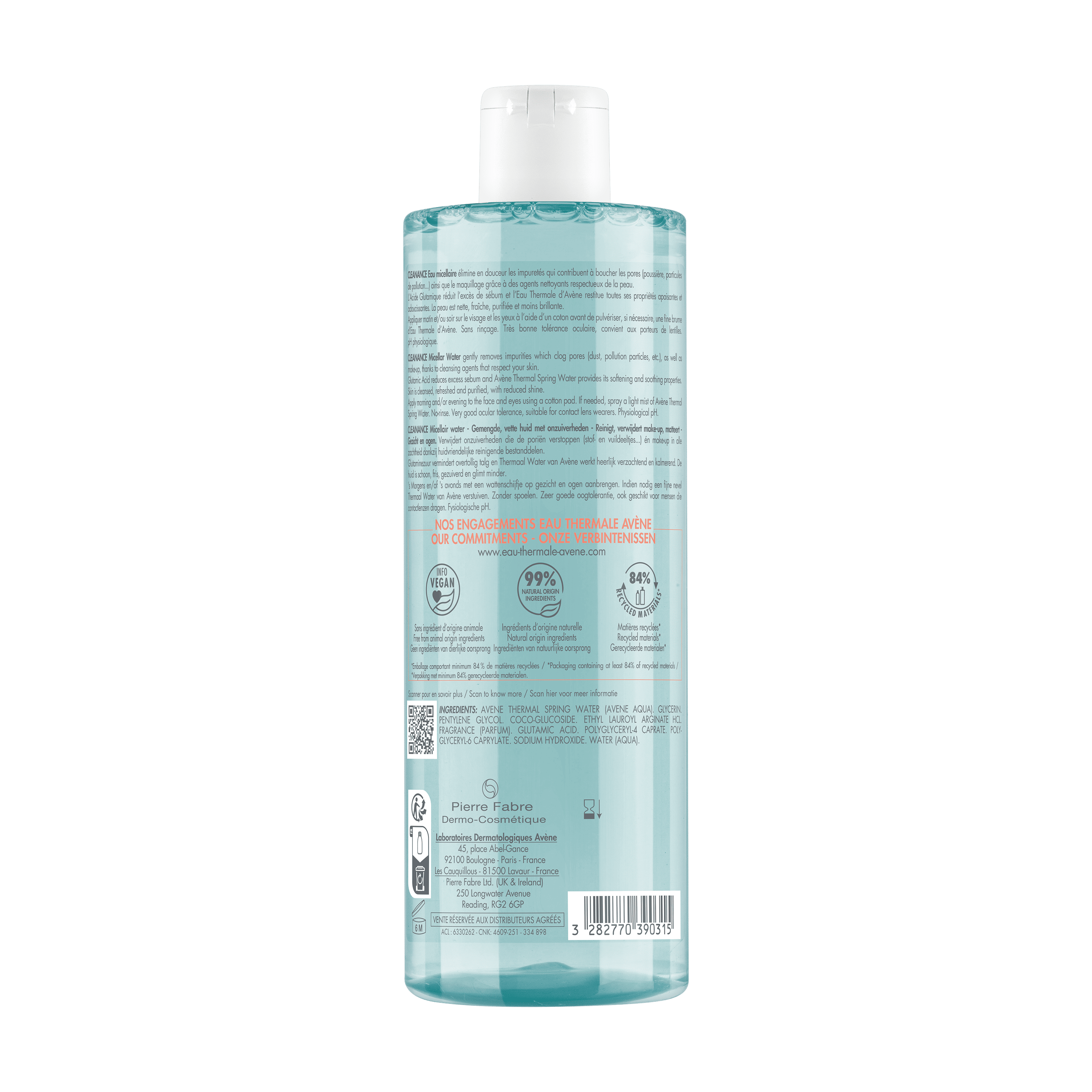 Eau Thermale Avène Cleanance Acqua Micellare Detergente Opacizzante, Pelle mista grassa a tendenza acneica, 400ml 