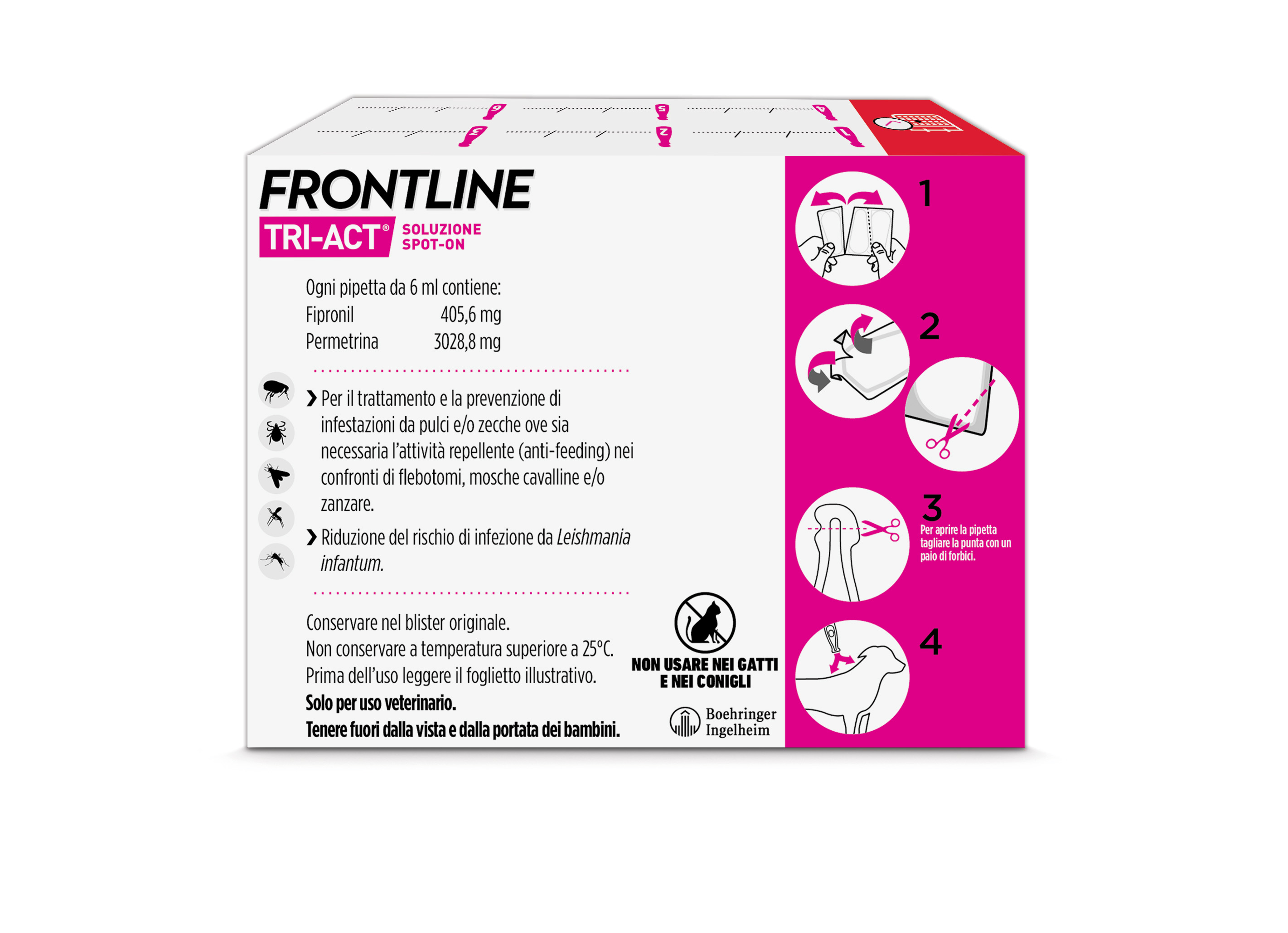 Frontline Tri Act x6 Pipette, Antiparassitario Per Cani e Cuccioli (Taglia XL 40-60Kg) Contro Pulci, Zecche, Zanzare, Pappataci e Leishmaniosi