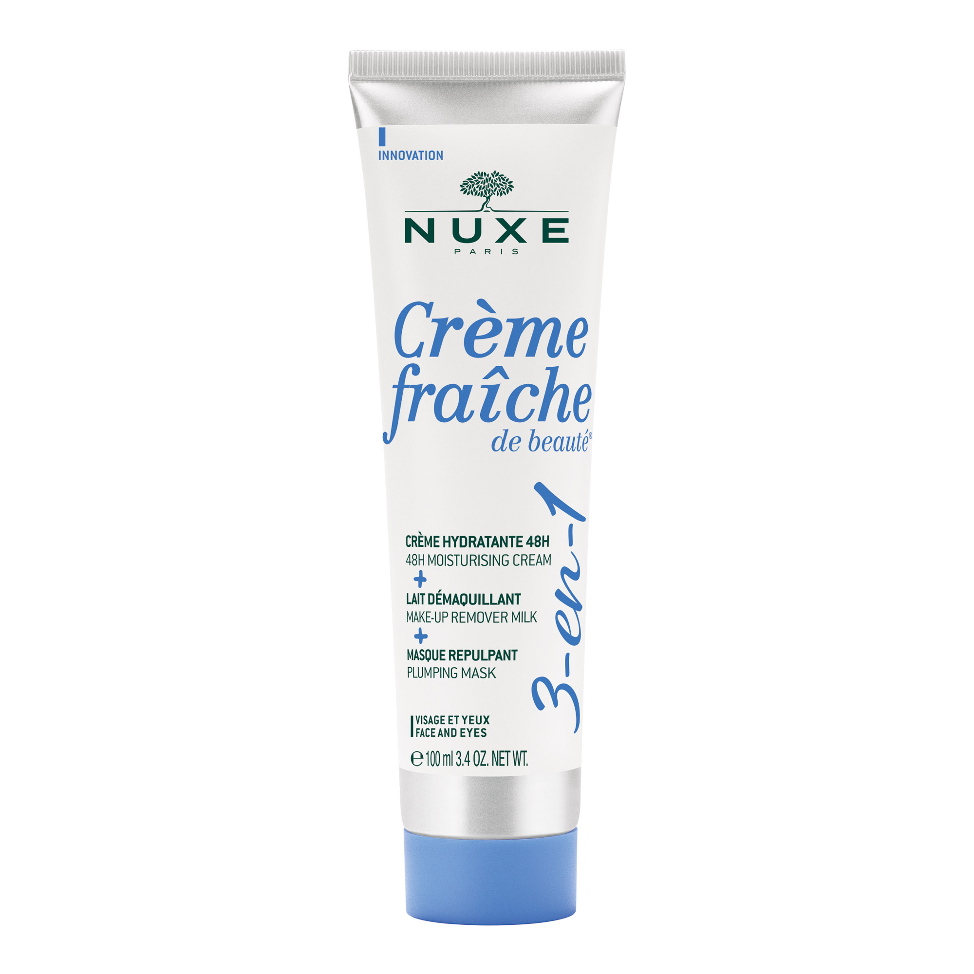 Nuxe - Crème Fraîche De Beautè - 3-In-1, Crema Idratante 48H, Latte Struccante, Maschera Rimpolpante 100 ml