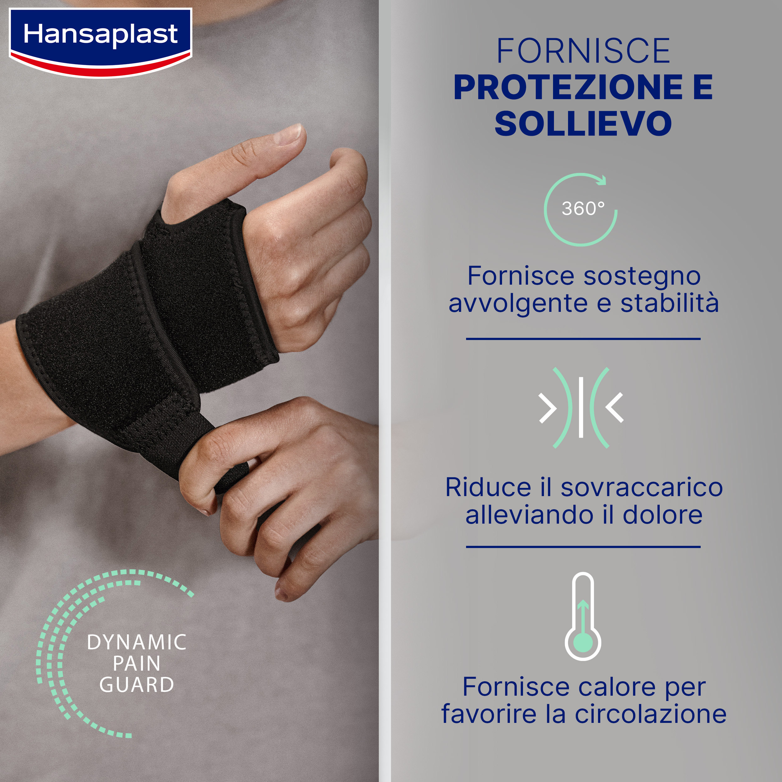 Hansaplast Sport Supporto Polso, Polsiera ortopedica per protezione e sollievo dal dolore, 1 pezzo