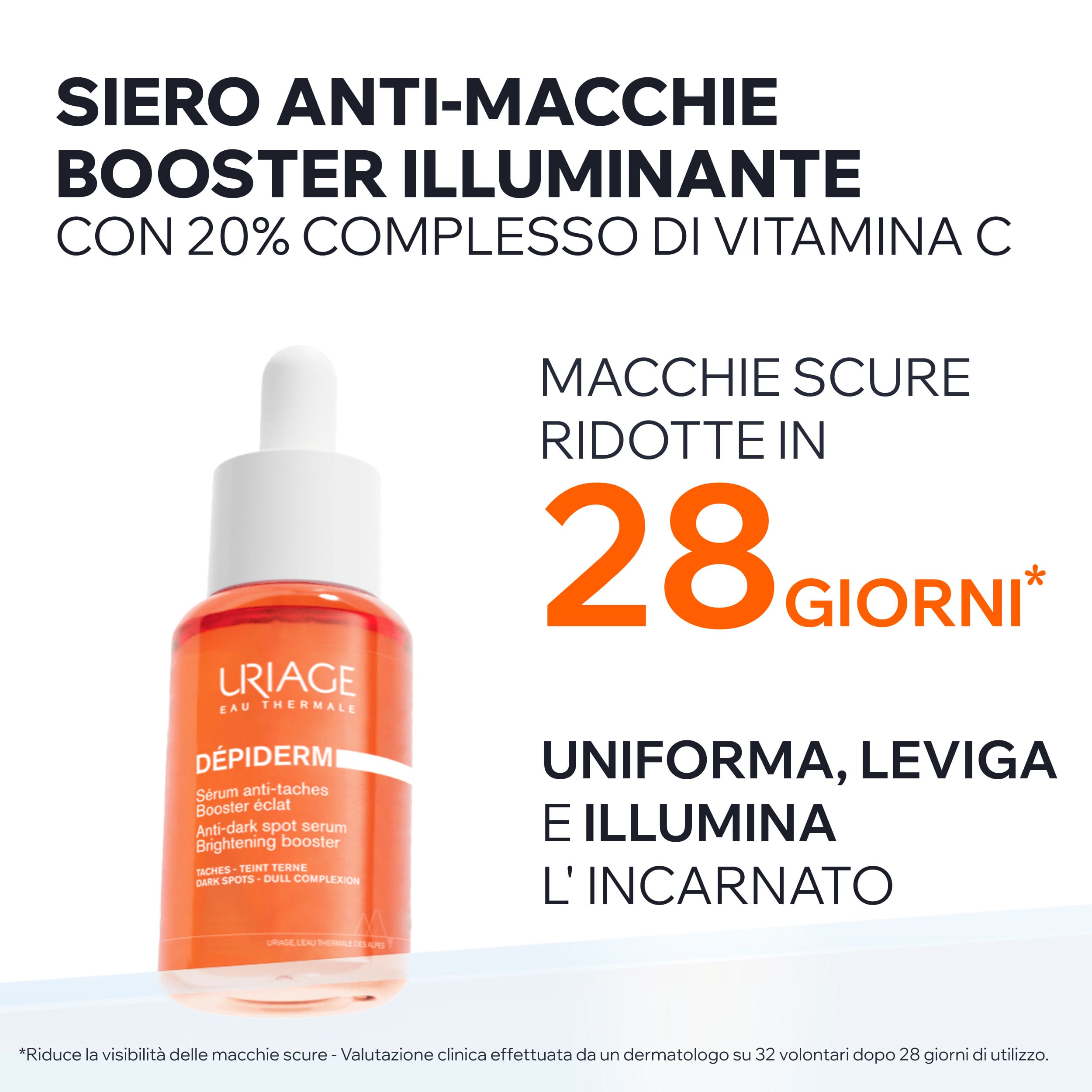 Uriage Dépiderm - Siero Anti-Macchie Illuminante Viso Per Colorito Spento 30 ml