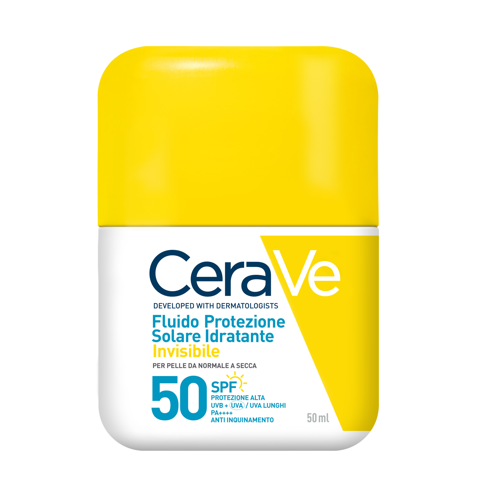 CeraVe Fluido Solare Idratante Invisibile - Protezione Solare SPF50 Viso 50 ml