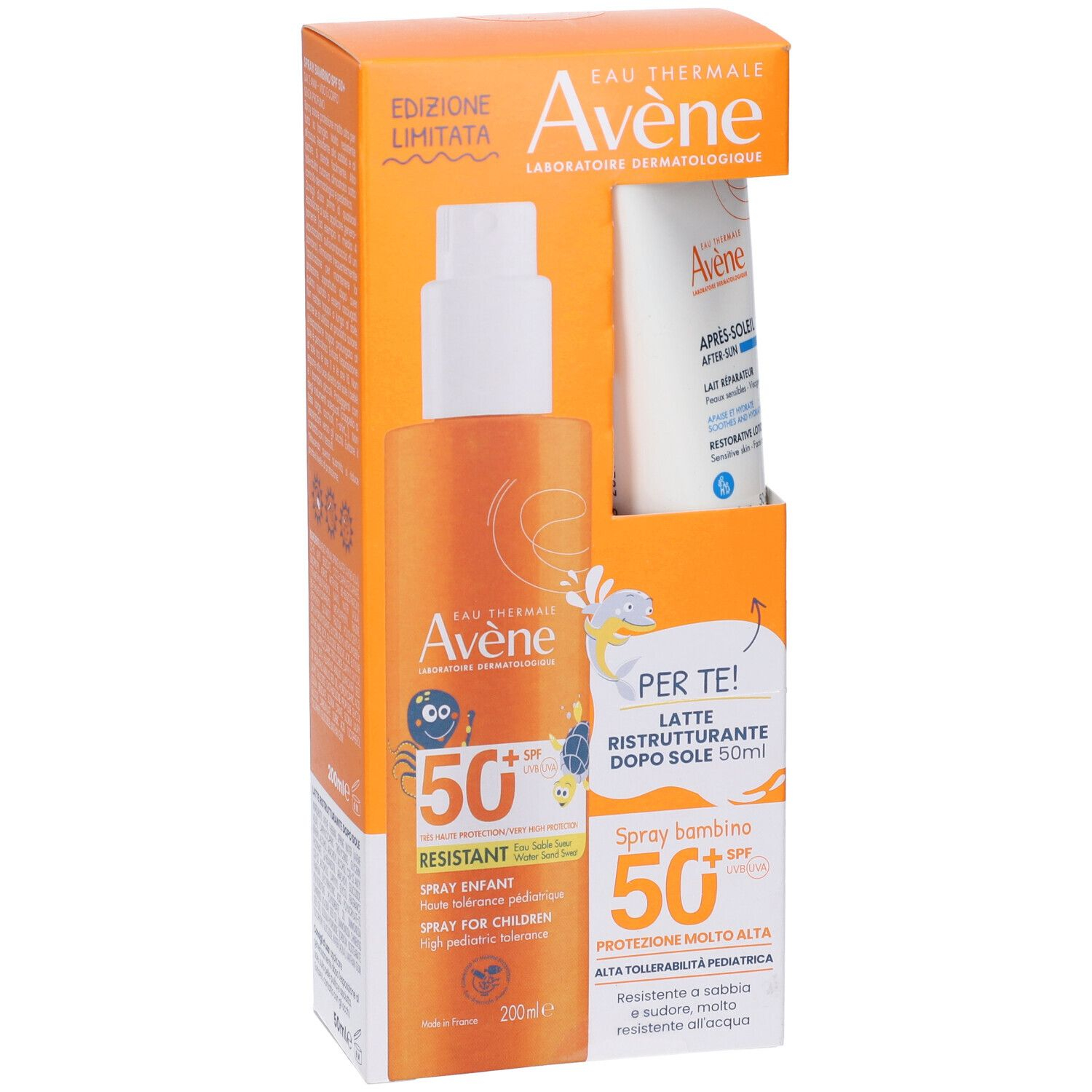 Eau Thermale Avene Solare Spray Bambino SPF50+ + Ristrutturante Doposole
