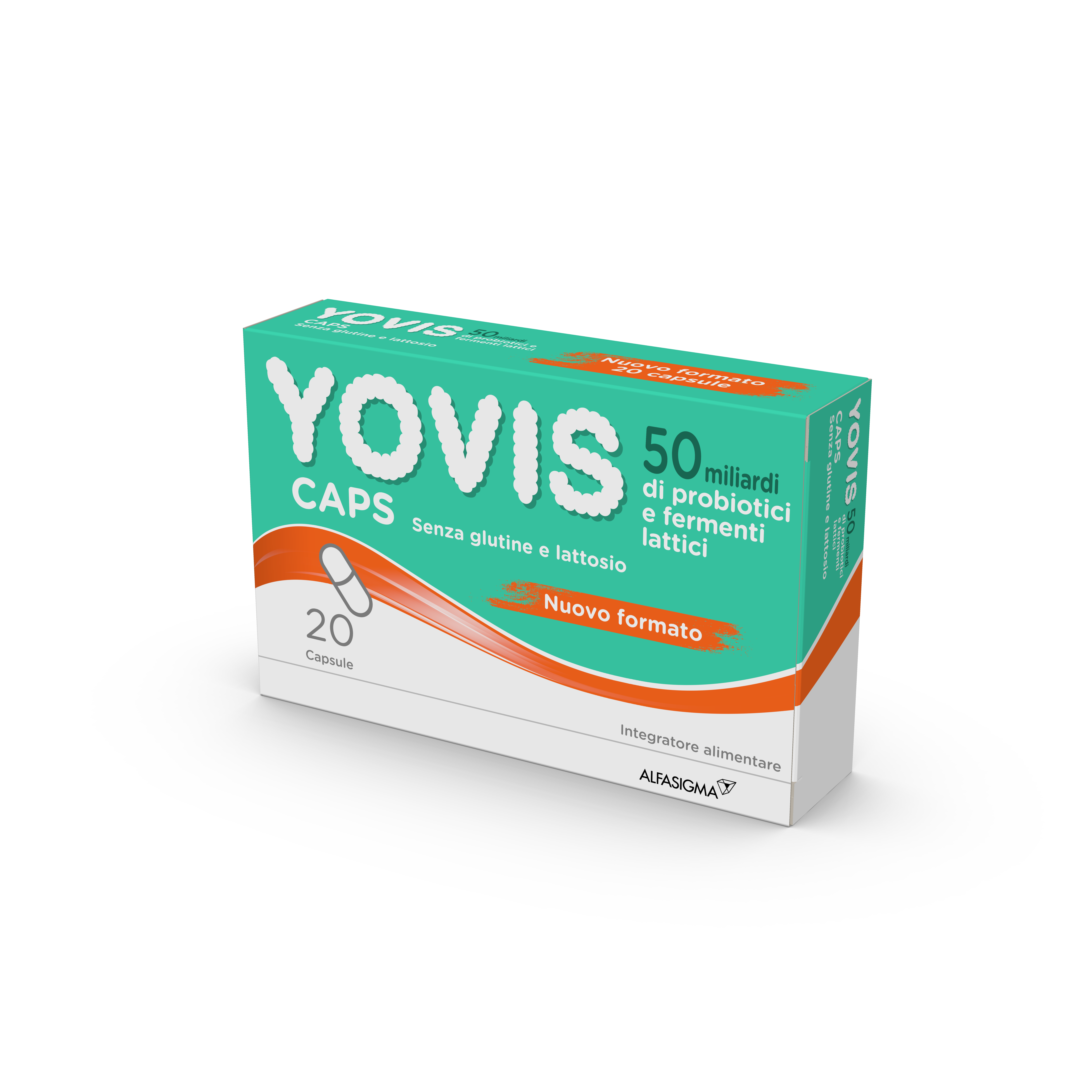 Yovis Caps, Probiotici per il Benessere Intestinale, 50 Miliardi di Fermenti Lattici Vivi, Senza Glutine e Lattosio, 20 Capsule deglutibili