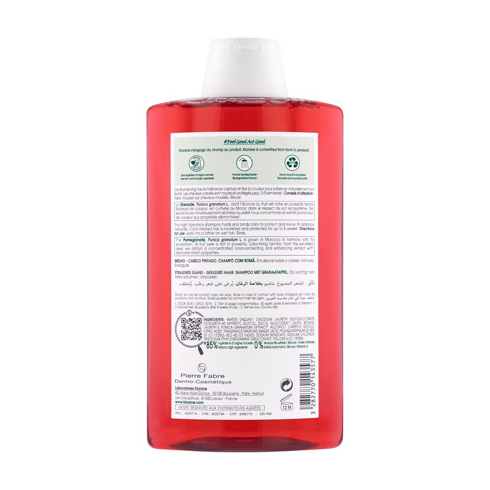 KLORANE Shampoo al Melograno Luminosità e Capelli Colorati 400ml
