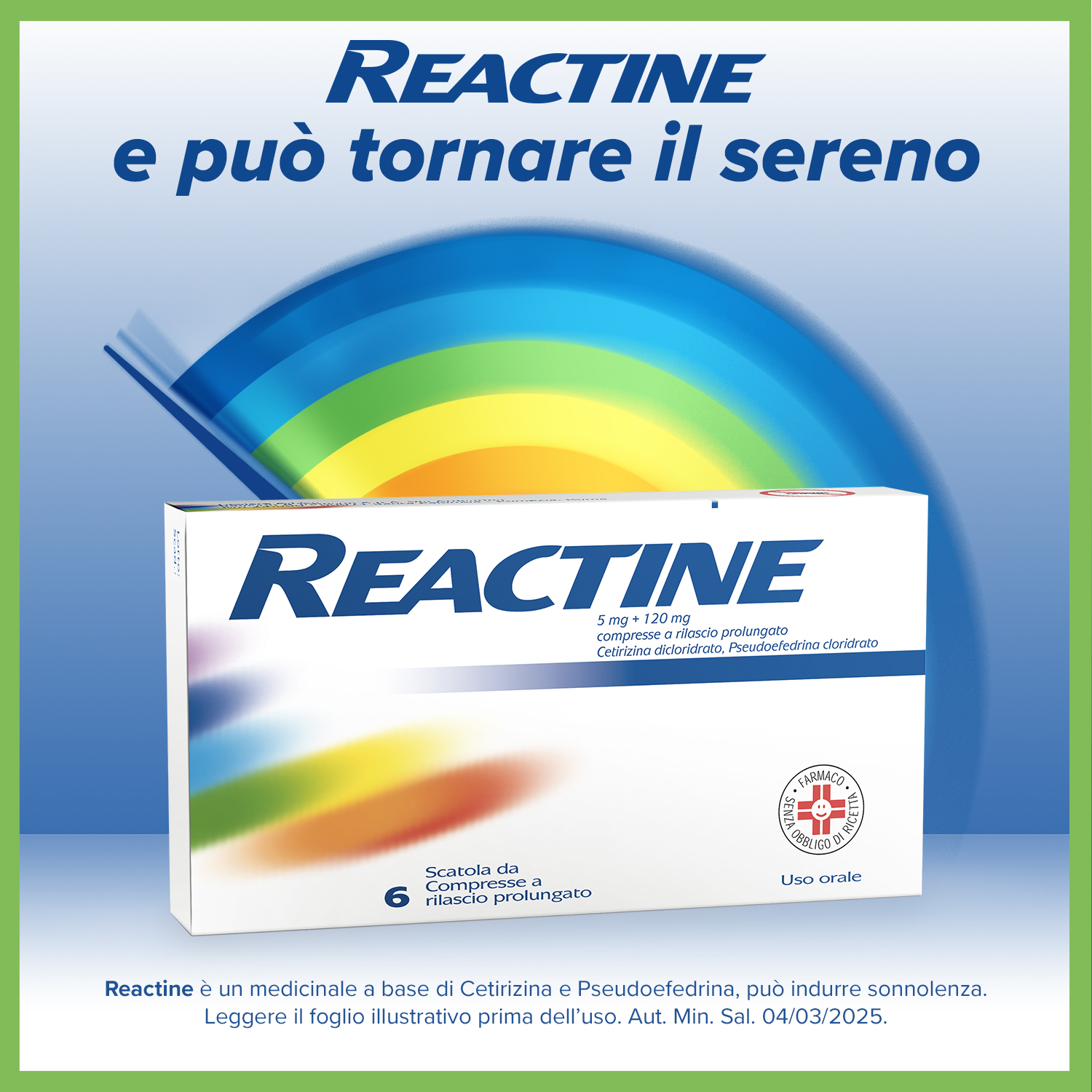 Reactine Allergia 6 Compresse Antistaminico Rinite Allergica e Rinorrea