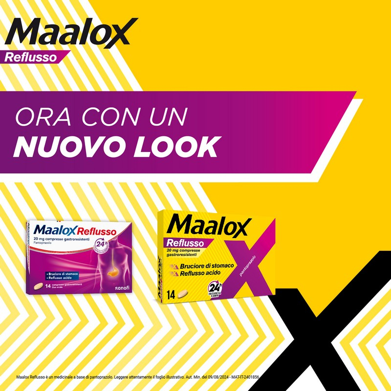 Maalox Reflusso 20 mg Pantoprazolo - 14 Compresse Contro Bruciore Di Stomaco E Reflusso Acido