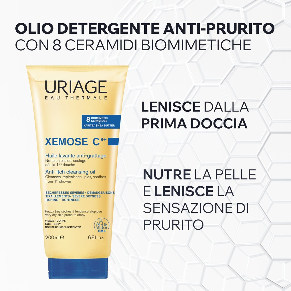 Uriage - Xémose C8+ Olio Doccia Lavante Relipidante Antiprurito Per Pelle Secca, Atopica E Con Eczema 500 ml