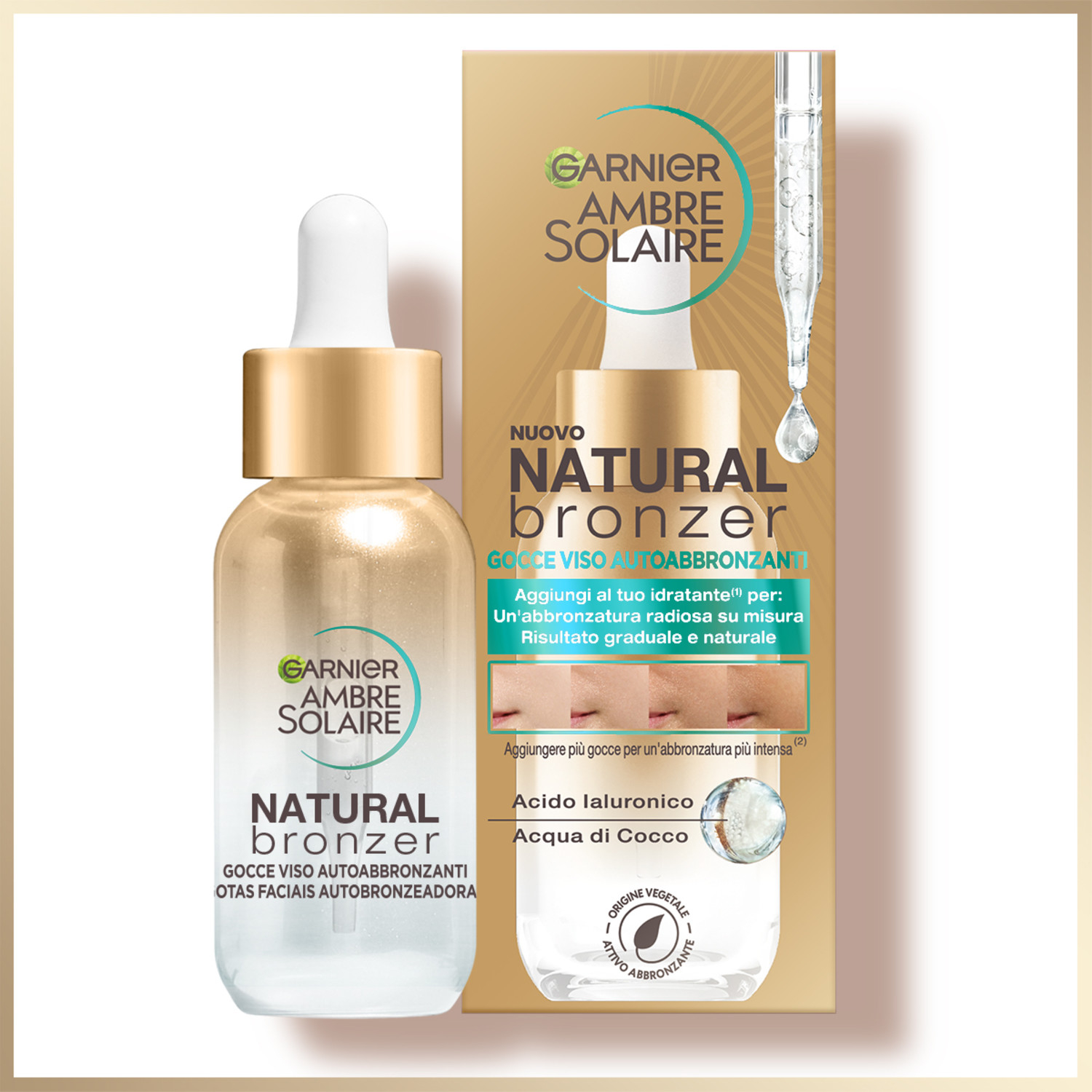 GARNIER AMBRE SOLAIR NATURAL BRONZER GOCCE VISO AUTOABBRONZANTI 30 ML