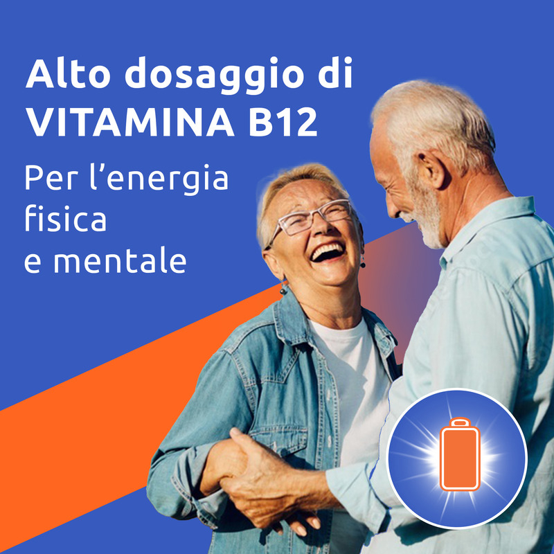 Supradyn Ricarica PRO B12 Integratore Adulti 50+ con Vitamina B12, Zinco e Probiotici Vivi per Energia e Sistema Immunitario, Gusto Caramello, 10 Flaconcini