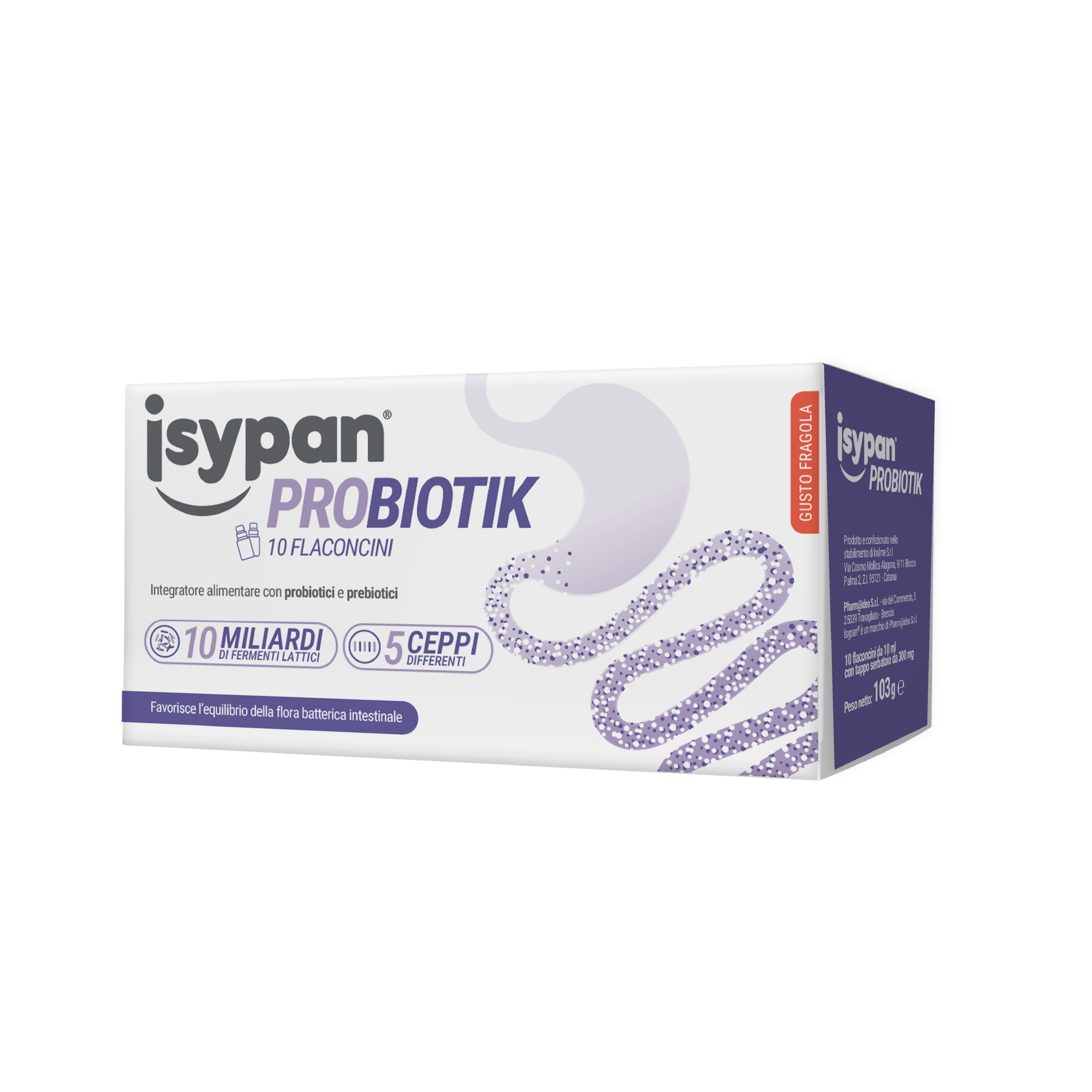 Isypan Probiotik 10 Flaconcini Gusto Fragola - Integratore Per La Flora Batterica Intestinale