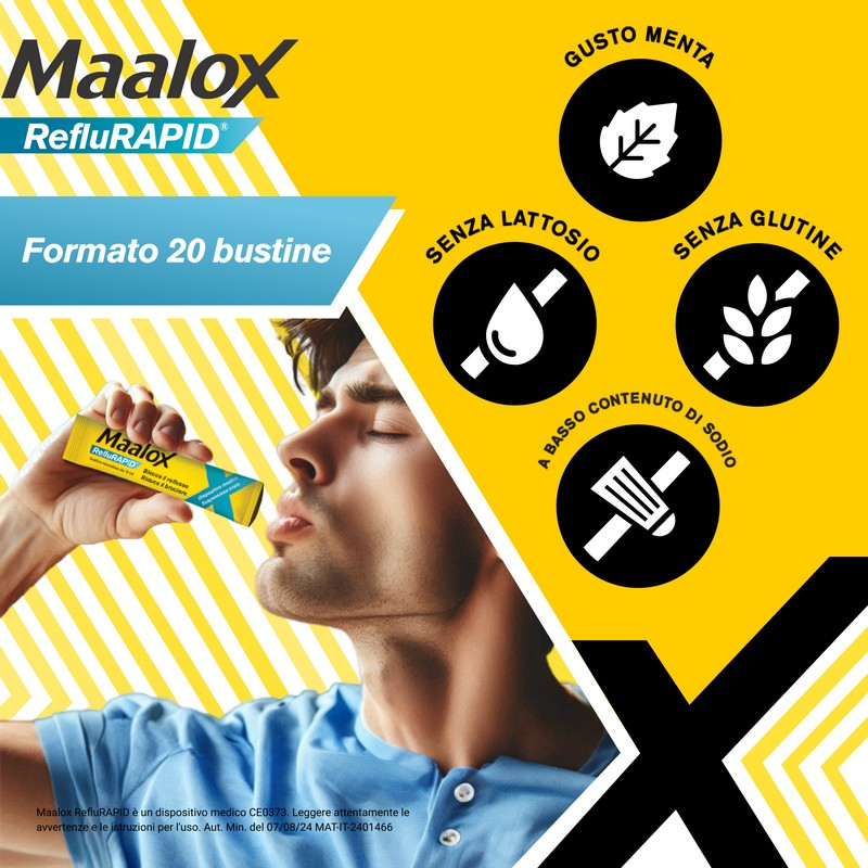 Maalox RefluRapid - 20 Bustine Monodose Contro Il Reflusso E Bruciore Di Stomaco