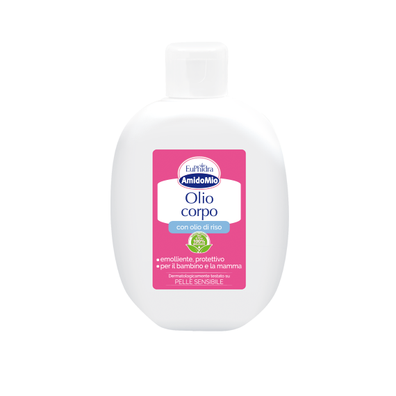 Euphidra AmidoMio Olio Corpo - Emolliente ed idratante adatto anche per i neonati - 200 ml