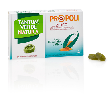 Tantum Verde Natura Eucalipto e Miele Integratore Mal di Gola 15 Pastiglie