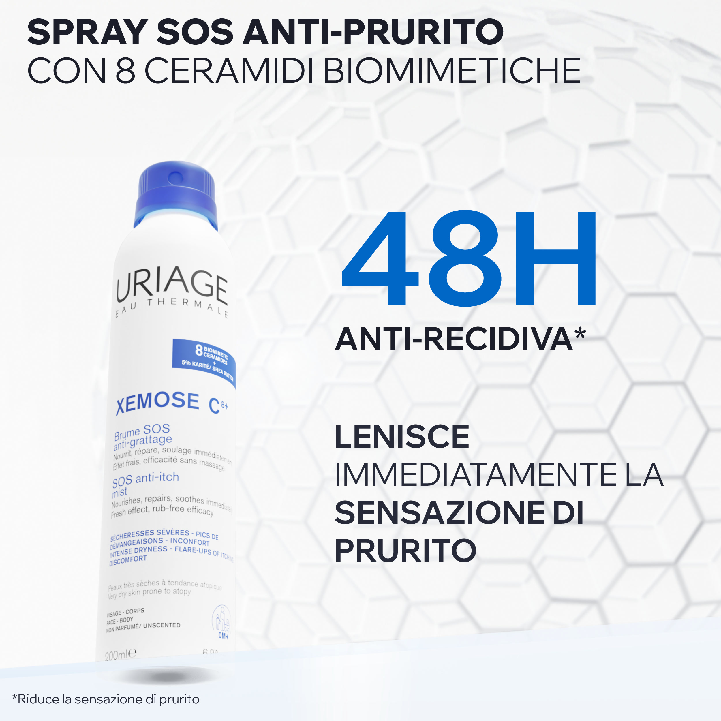 Uriage - Xémose C8+ Spray SOS Antiprurito Rinfrescante Per Pelle Secca E Atopica 200 ml