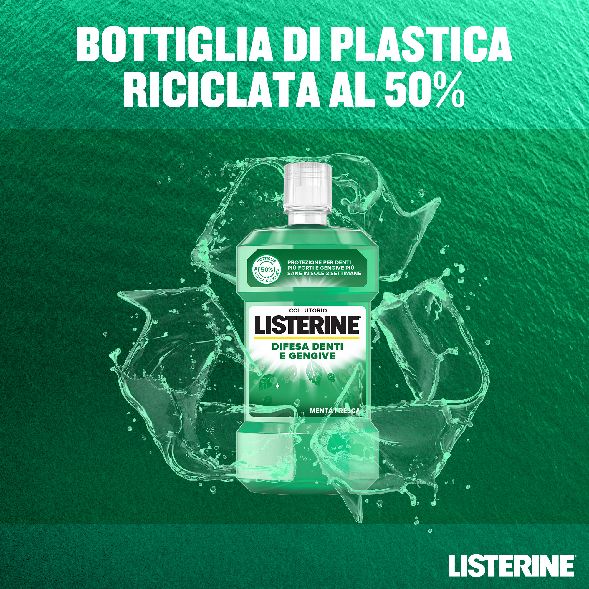 LISTERINE Collutorio Difesa Denti e Gengive 200 ml, Collutorio con fluoruro al gusto di Menta Fresca