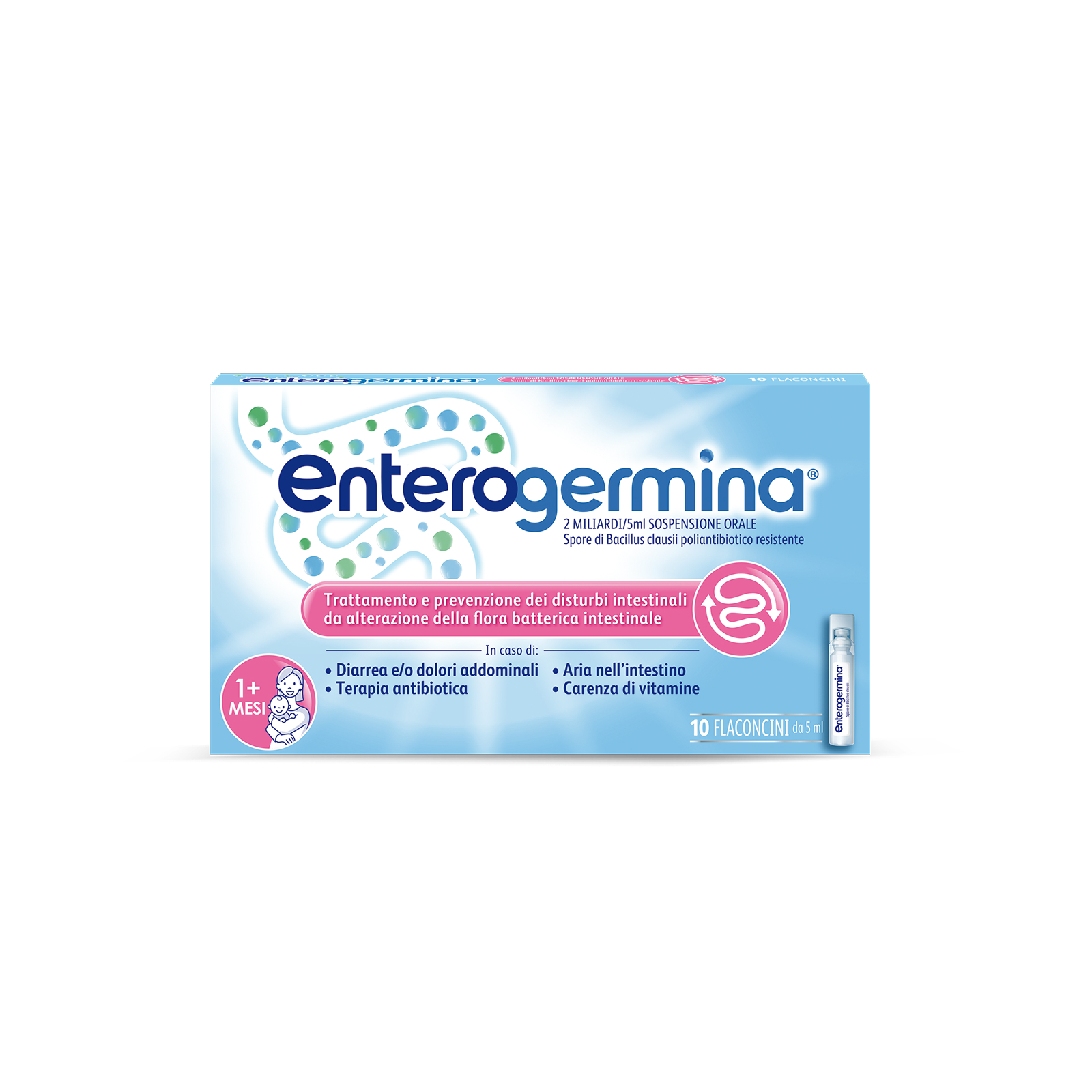 Enterogermina 2 Miliardi/5 ml Sospensione Orale - Fermenti Lattici E Probiotici Per I Disturbi Intestinali 10 Fiale