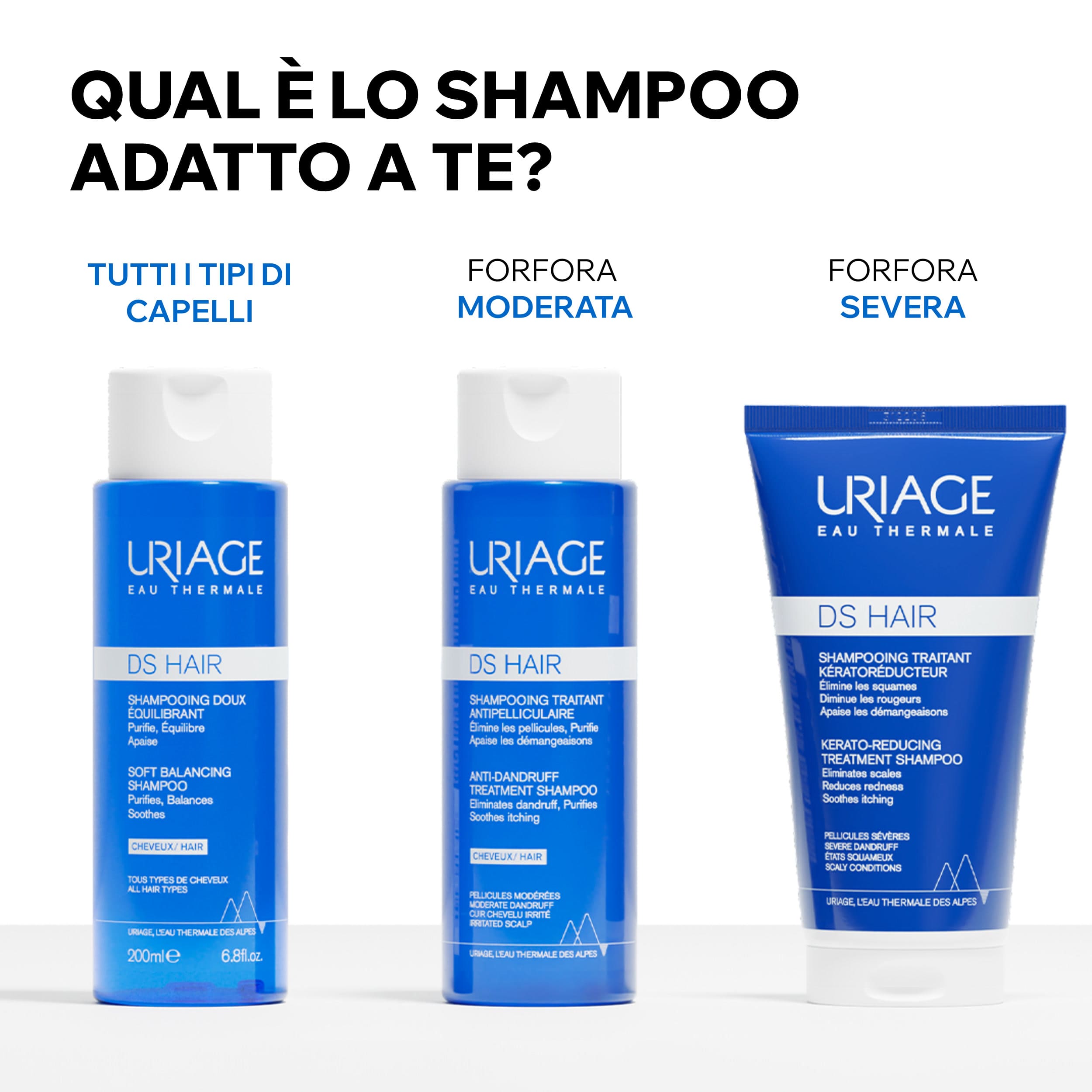 Uriage DS Hair - Shampoo Cheratoriduttore Per Forfora Severa, Secca E Grassa 150 ml