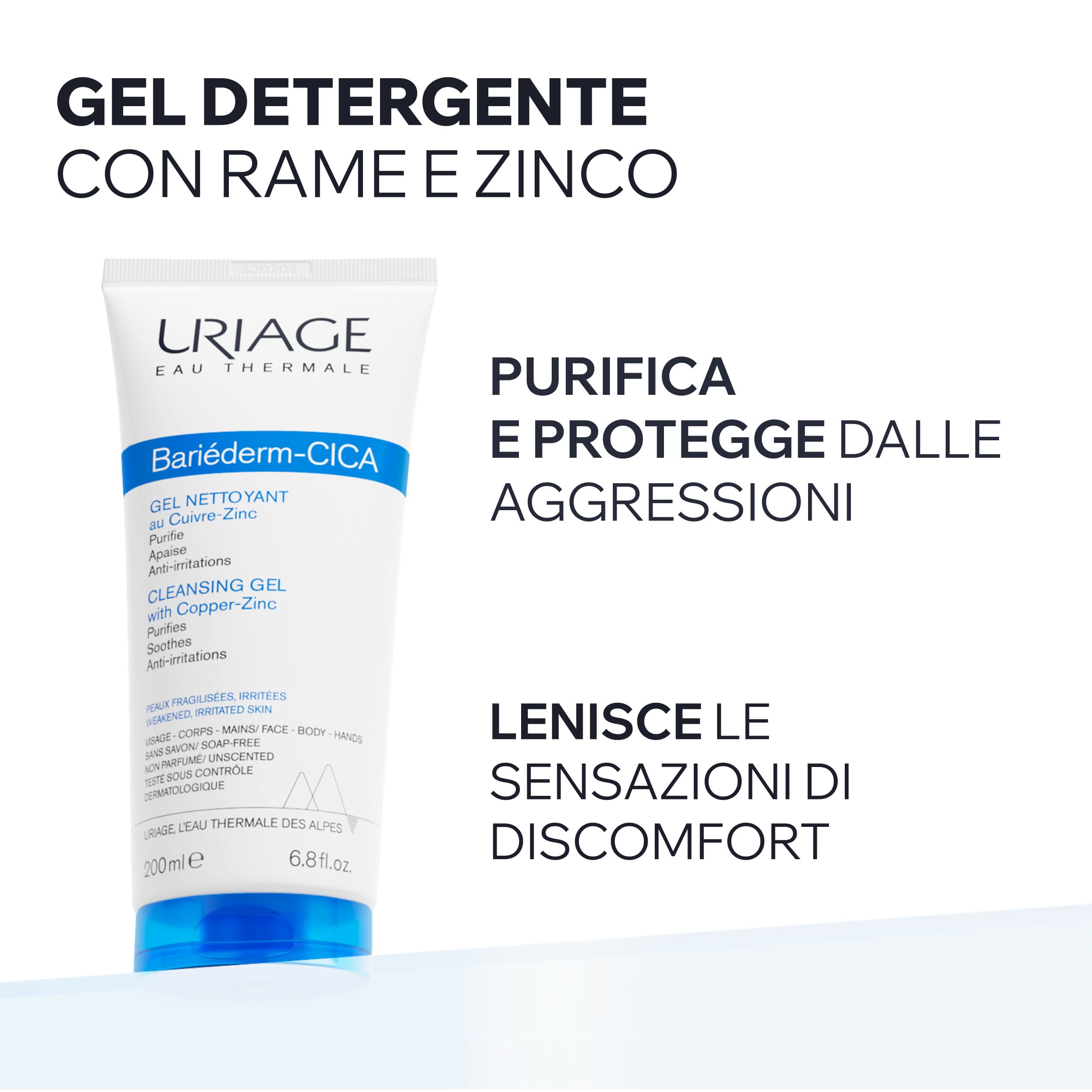 Uriage Bariéderm-Cica - Gel Detergente Viso E Corpo Per Pelle Irritata E Danneggiata 200 ml