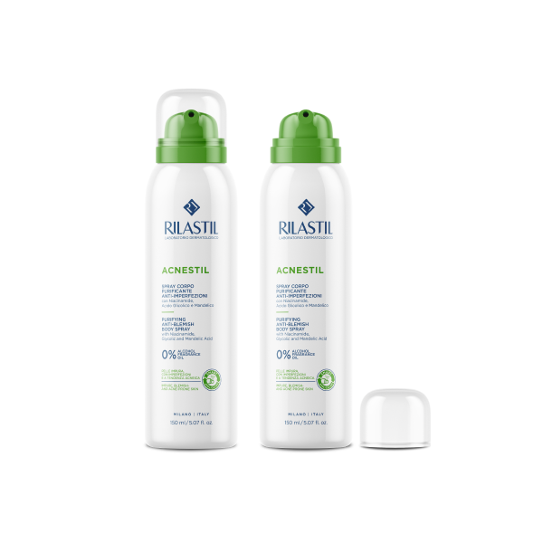 ACNESTIL - Spray corpo purificante e anti-imperfezioni con Niacinamide, Acido Glicolico e Acido Mandelico 150ml