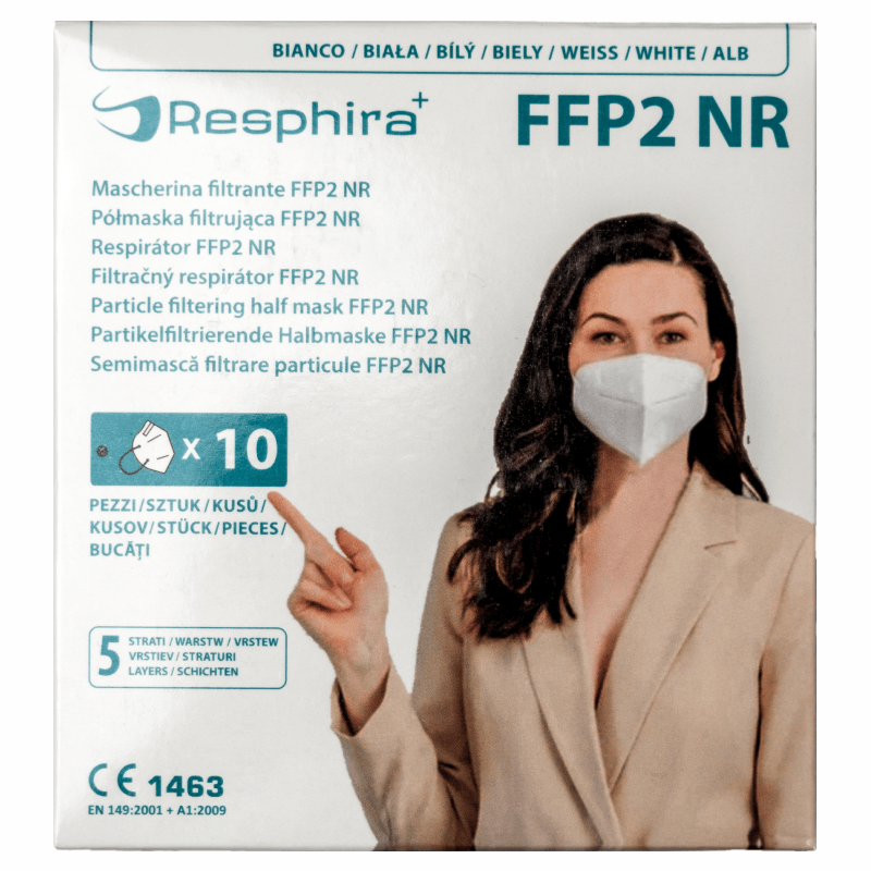 MASCHERINA FFP2 Bianca - Confezione da 10 pezzi imbustate singolarmente