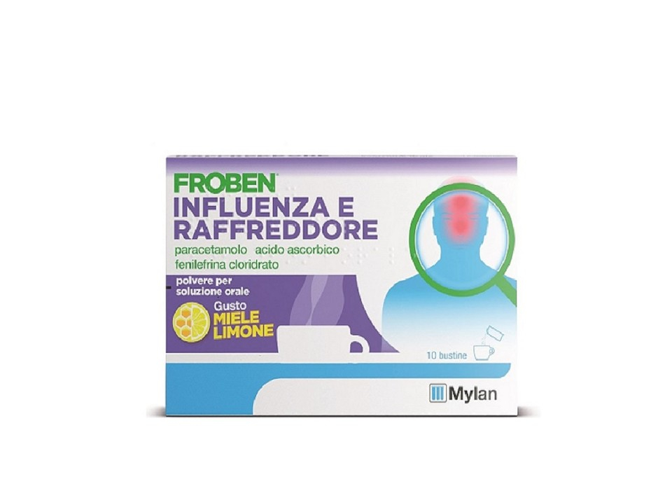 Froben Influenza e Raffreddore Limone e Miele Polvere Per Soluzione Orale 10 Bustine