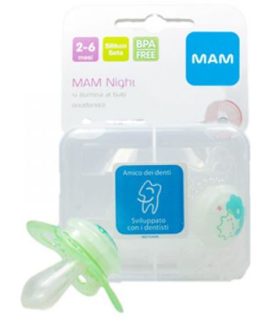 Mam Night Succhietto Notte In Silikon Seta Morbido E Vellutato 2-6 Mesi 2 Pezzi