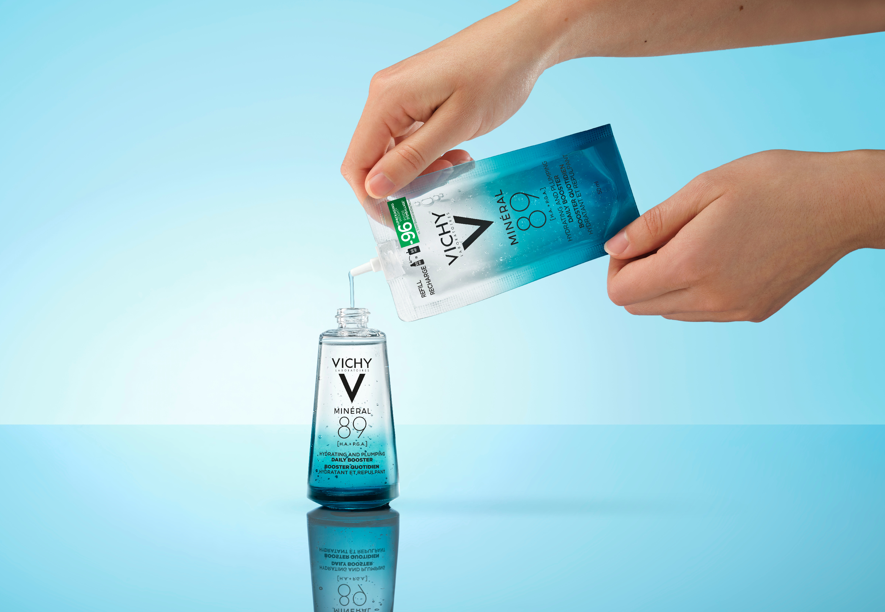 Vichy Minéral 89 - Booster Quotidiano Con Acido Ialuronico Fortificante E Rimpolpante Eco-Ricarica 50 ml