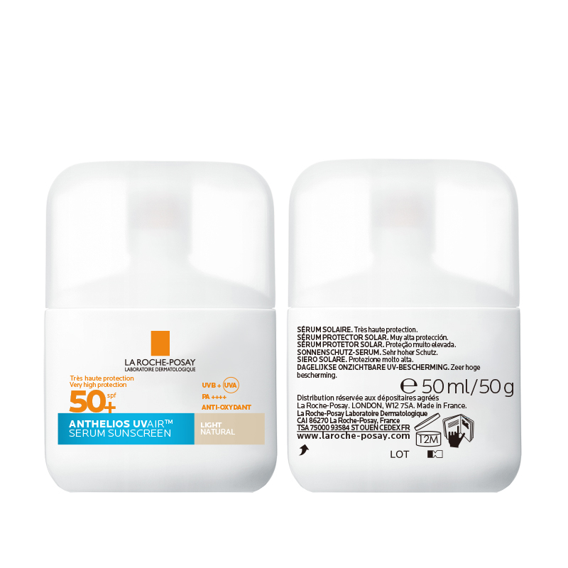 La Roche-Posay Anthelios Uvair Serum Sunscreen - Protezione Solare SPF50+ Viso 50 ml - Tonalità Chiara