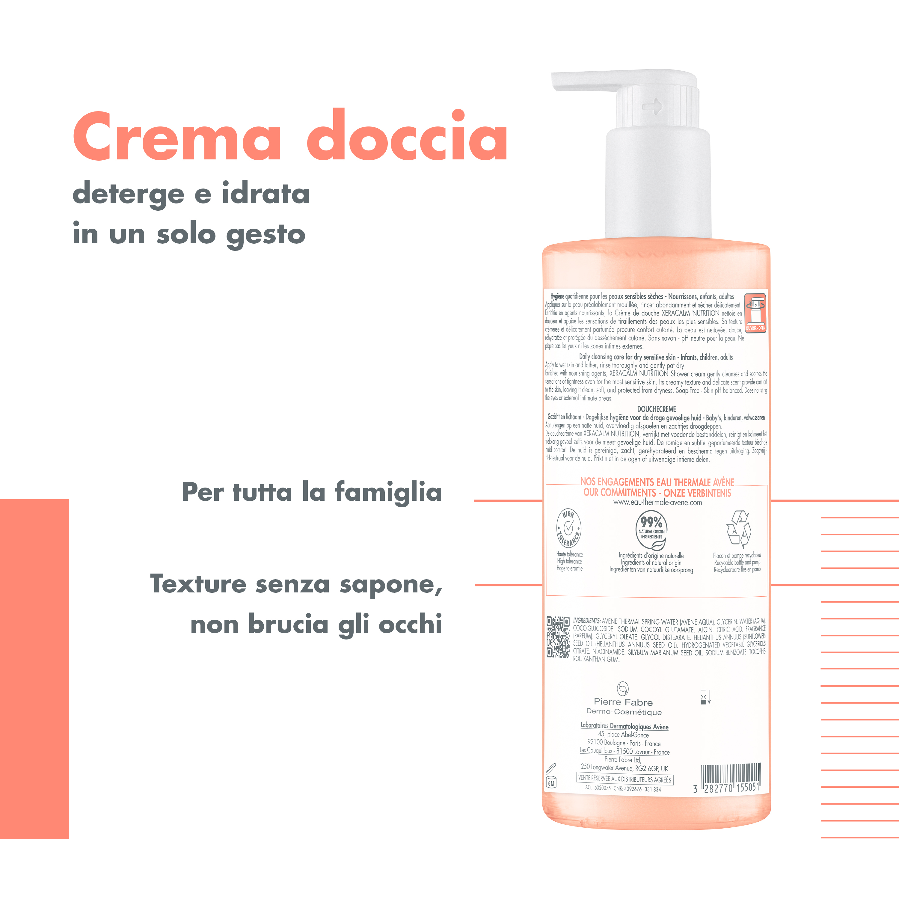 Avène Xeracalm Nutrition - Doccia Crema Per Pelle Sensibile 500 ml 
