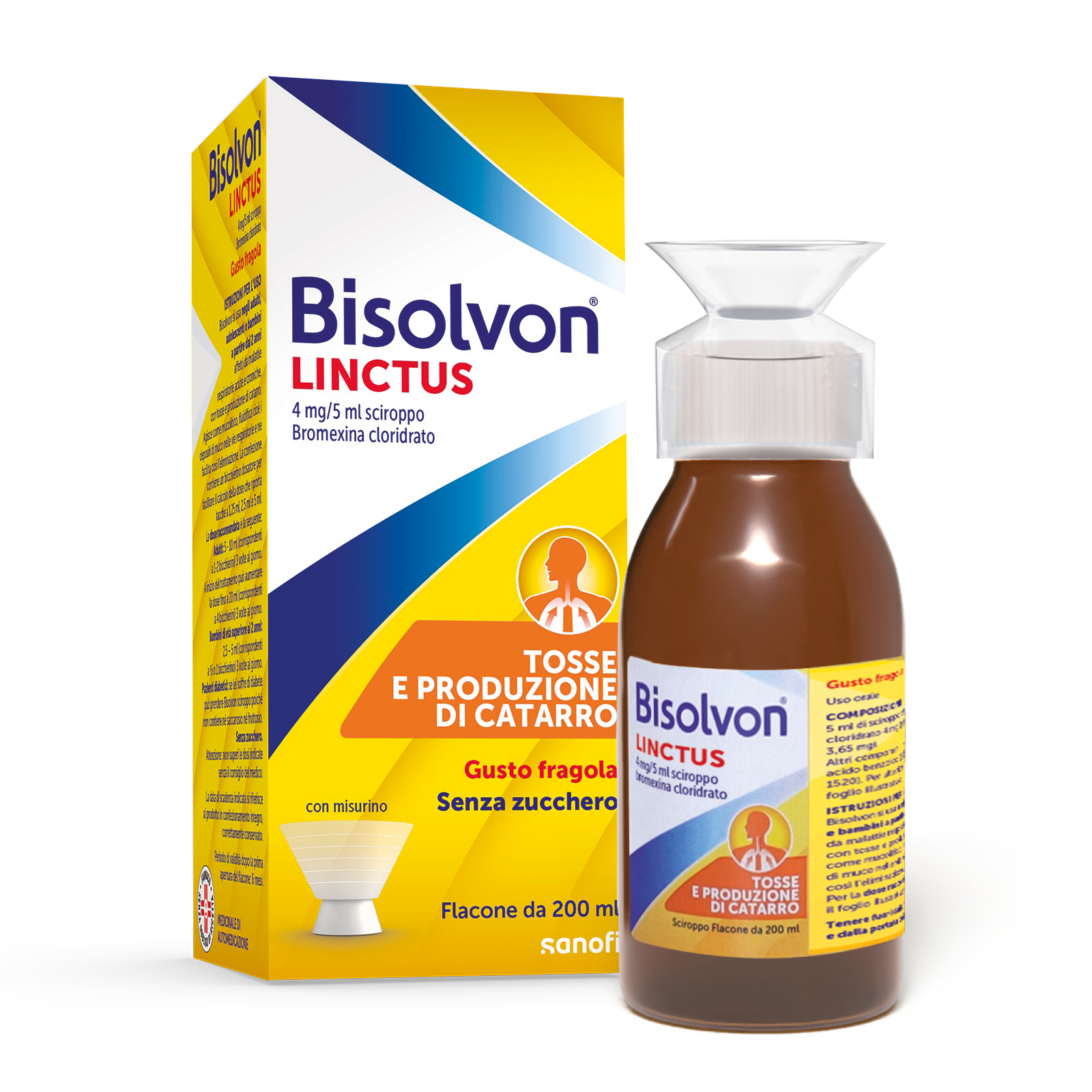 Bisolvon Linctus 4mg/5ml Gusto Fragola - Sciroppo Mucolitico Per Catarro E Tosse Grassa 200 ml