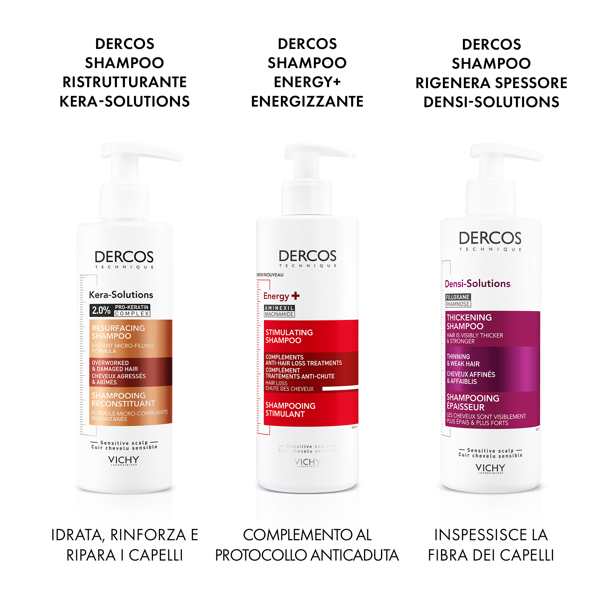 Vichy Dercos Shampoo stimolante Energy+ trattamento complementare anti-caduta 390 ml