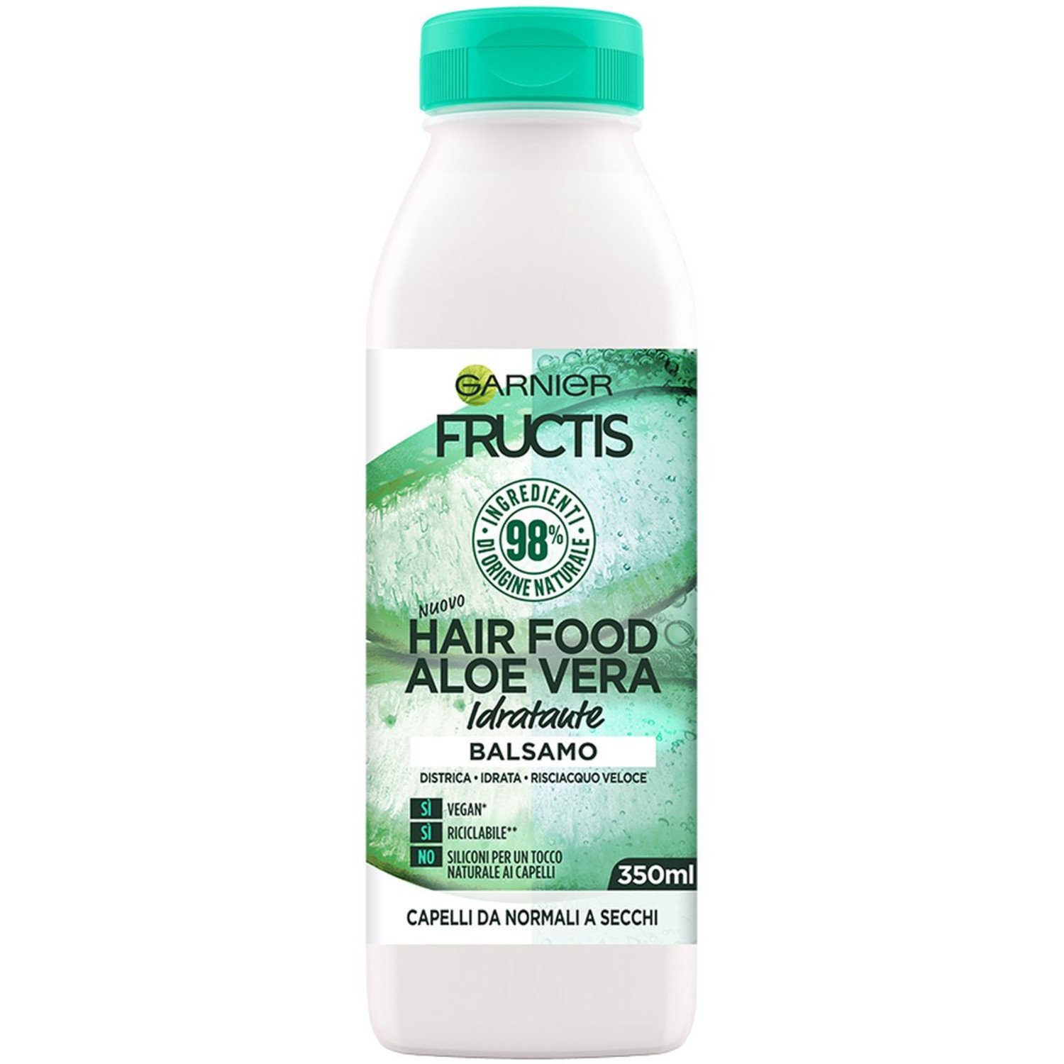 Garnier Balsamo Idratante Fructis Hair Food, Balsamo idratante all'aloe per capelli disidratati, 350 ml