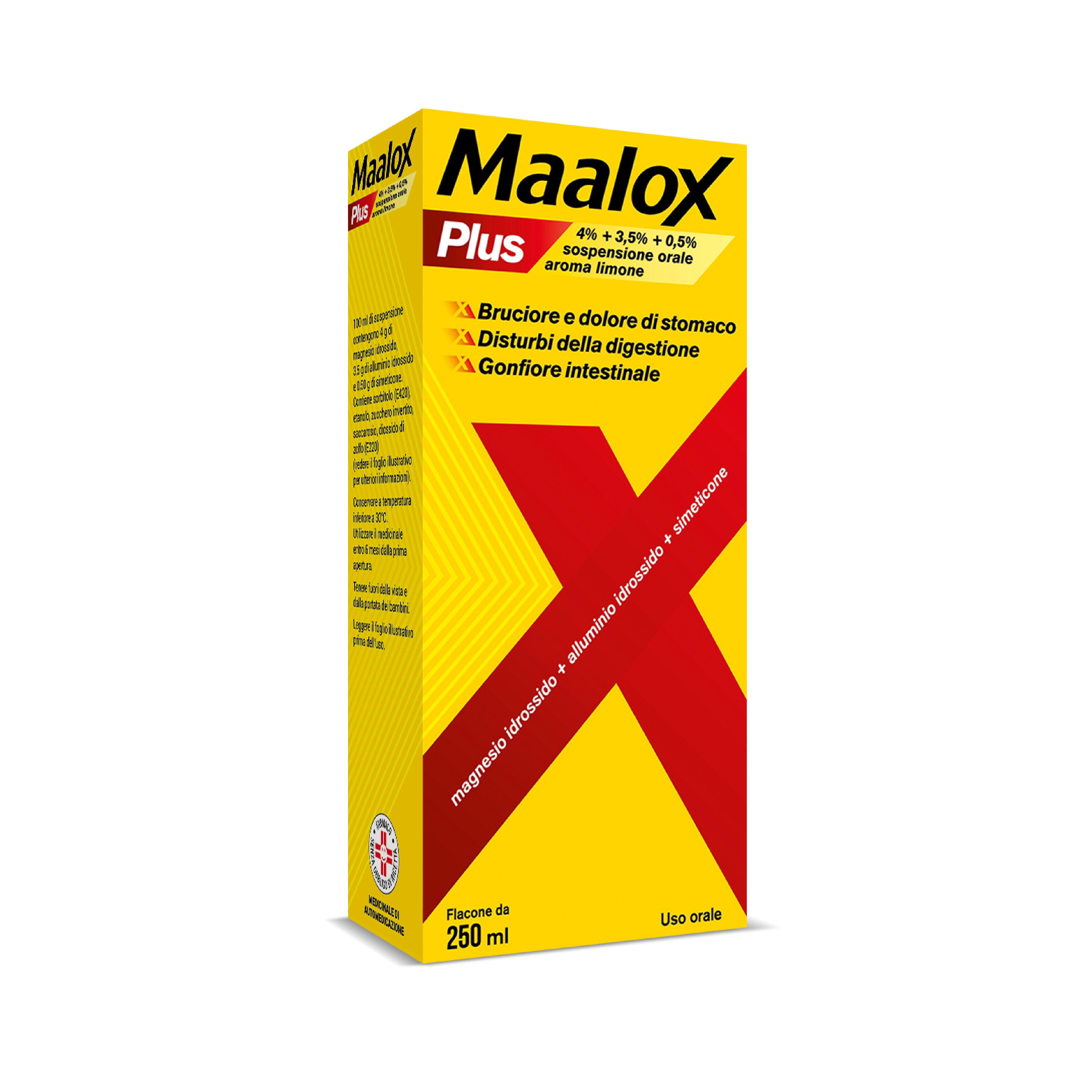 Maalox Plus  4% + 3,5% + 0,5% - Sospensione Orale Contro Bruciore E Iperacidità Di Stomaco 250 ml