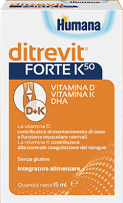 Humana Ditrevit Forte K50 Integratore Vitamina D K e DHA Gocce 15 ml
