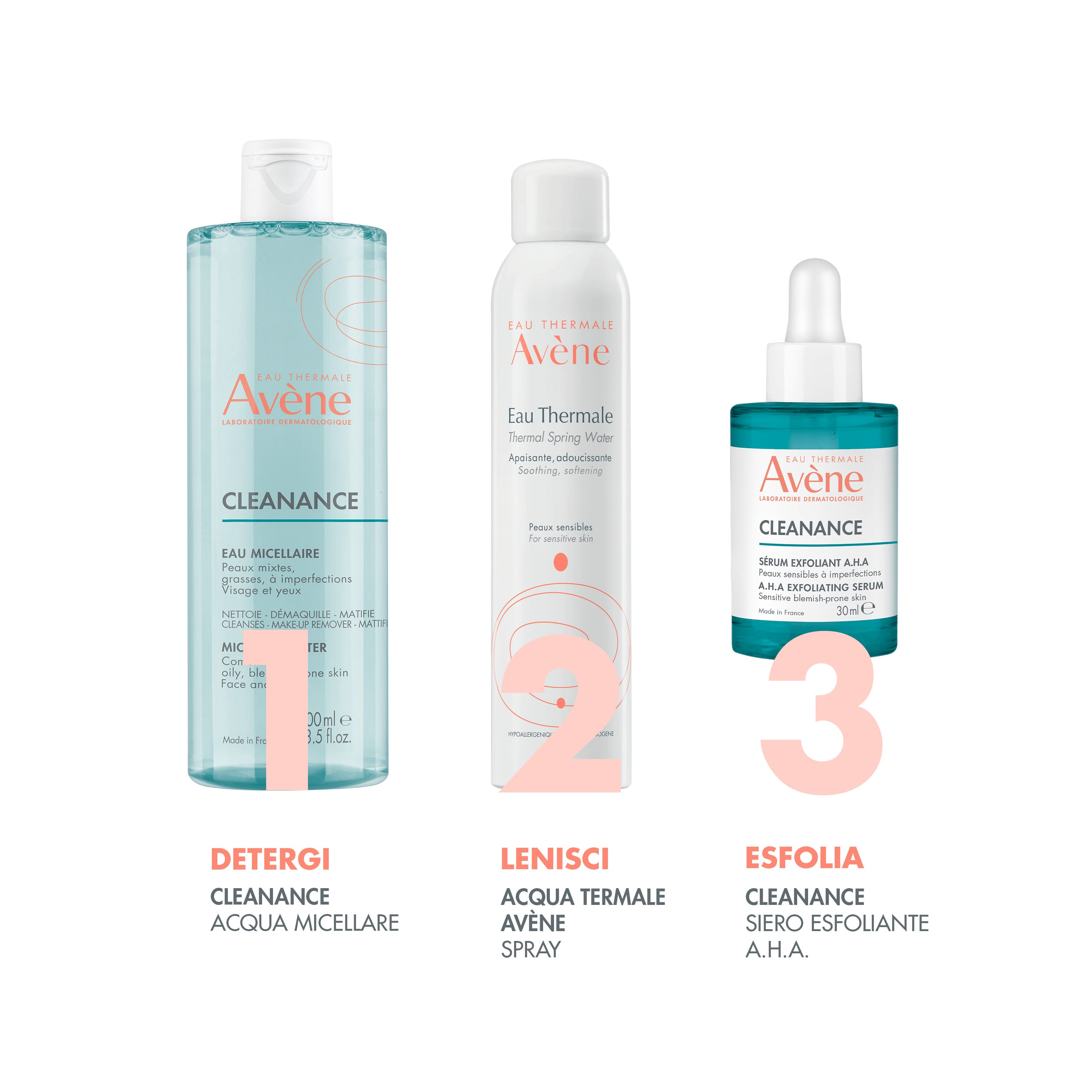 Eau Thermale Avène Cleanance Acqua Micellare Detergente Opacizzante, Pelle mista grassa a tendenza acneica, 400ml 