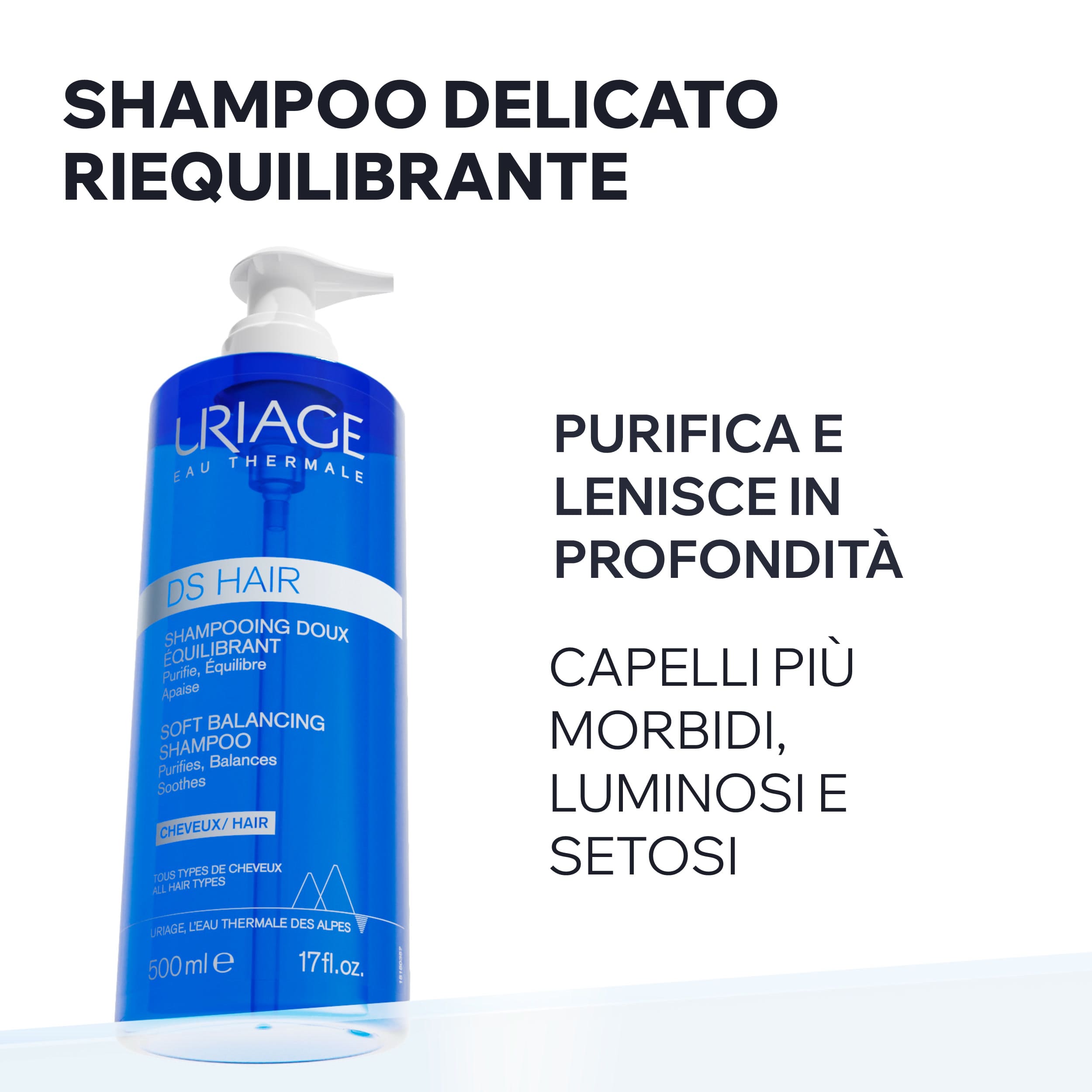 Uriage DS Hair - Shampoo Delicato Riequilibrante Per Tutti I Tipi Di Capelli 500 ml