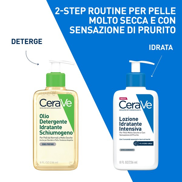 CeraVe Lozione Idratante Intensiva per Pelle Secca e Molto Secca con Sensazione di Prurito, con Hydro-Urea e Burro di Karité, idrata intensamente la pelle e da sollievo immediato alla sensazione di prurito, 236 ml