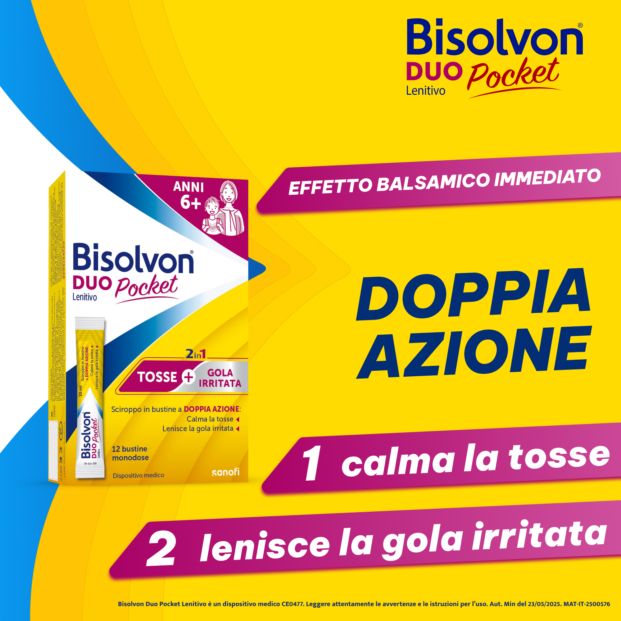 Bisolvon Duo Pocket 12 Bustine Modose - Sciroppo Per Tosse, Grassa E Gola Irritata Adulti E Bambini (6+)