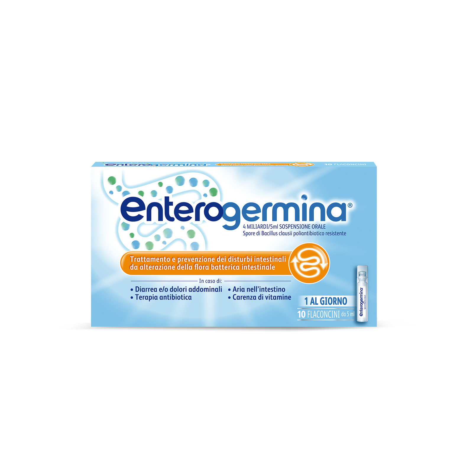 Enterogermina 4 Miliardi/5 ml Sospensione Orale - Fermenti Lattici E Probiotici Per I Disturbi Intestinali 10 Fiale