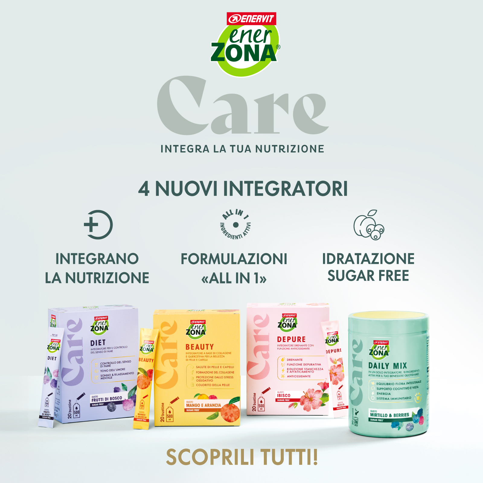 ENERZONA CARE DEPURE per il drenaggio dei liquidi, ad azione antiossidante e depurativa - 20 BUSTINE